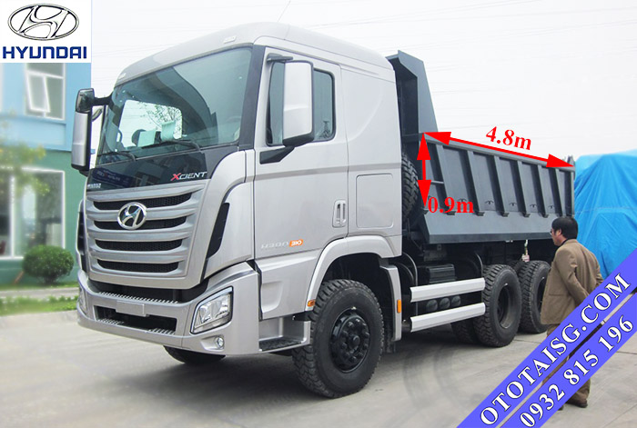 Kích thướt thùng xe ben 12 tấn Hyundai Xcient Trago lớn thích hợp chở hàng công trình, cát, đá,...-ototaisg.com