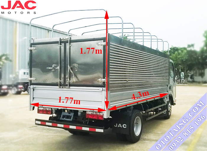 Jac HFC 1042K2 có kích thướt thùng nhỏ gọn thuận tiện chở nặng, có thể đóng thùng xe chuyên dụng tại Ô Tô Tải Sài Gòn-ototaisg.com